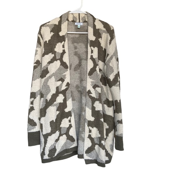 SUSINA Olive Camo print Jacquard Cardigan - Picture 4 of 5